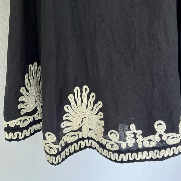 French Connection Black Ivory Linen Blend Embroidered Sweetheart Halter Dress 6 - Picture 6 of 9